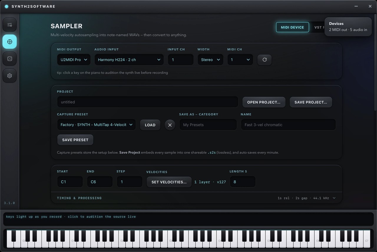 Sampling a hardware synth over MIDI