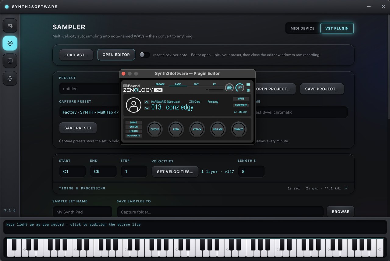 Sampling an audio plugin offline