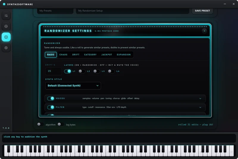 The randomizer settings.